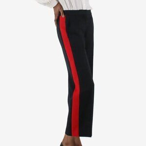 Aritzia Babaton Conan Straight Leg Ankle Trouser Pant Black Red Stripe - Sz 4